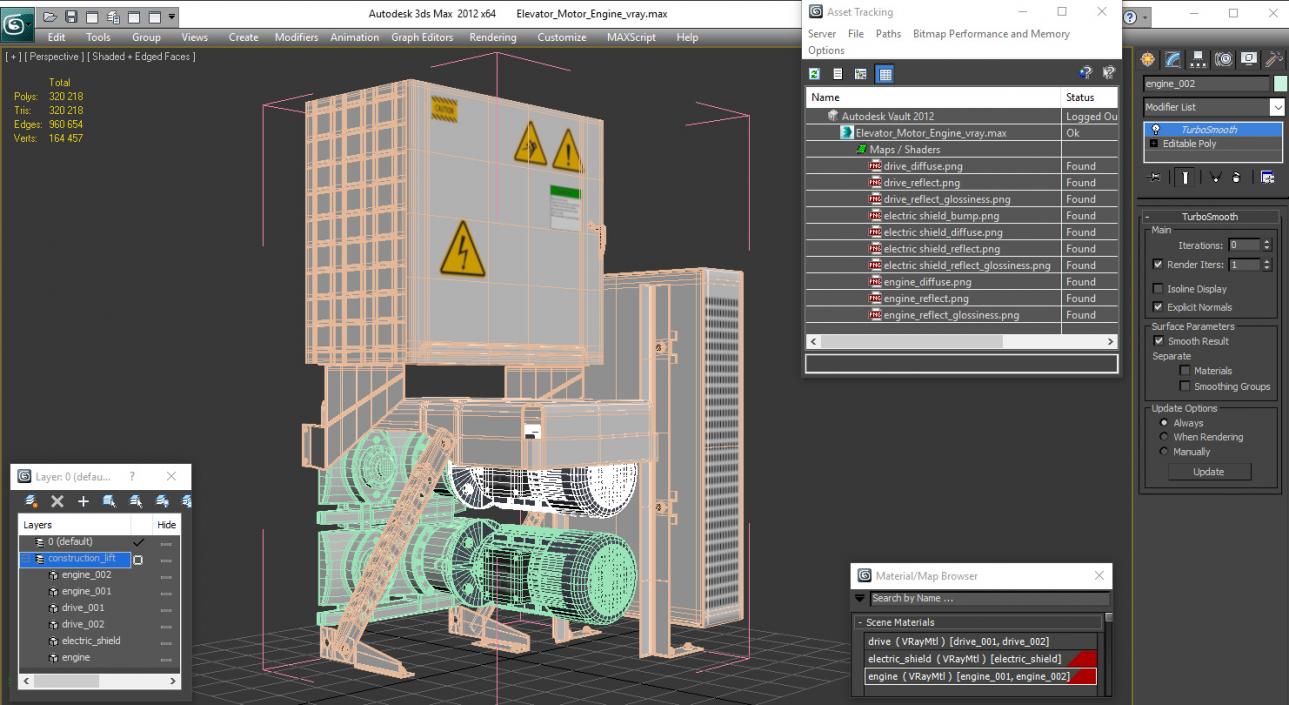 3D Elevator Motor Engine