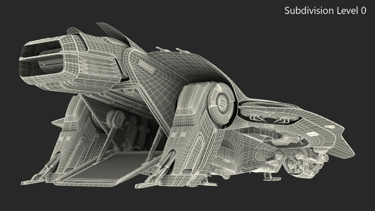 Sci-Fi Dropship Landing Position 3D