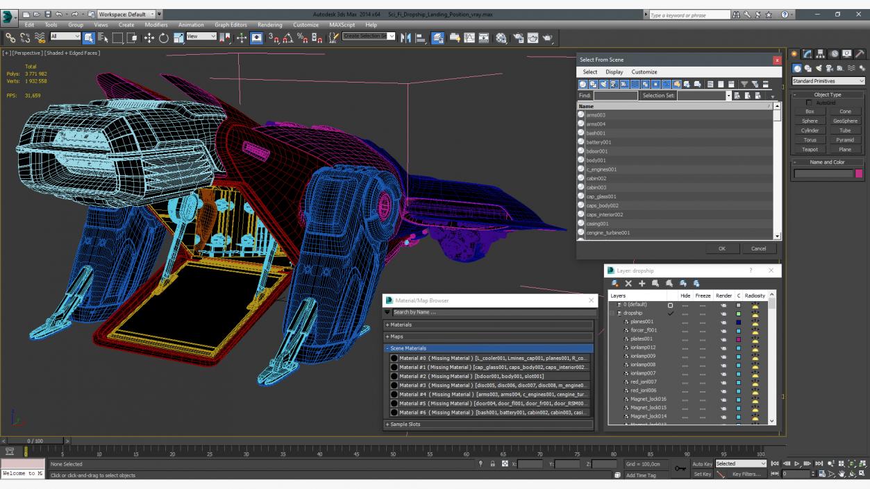 Sci-Fi Dropship Landing Position 3D