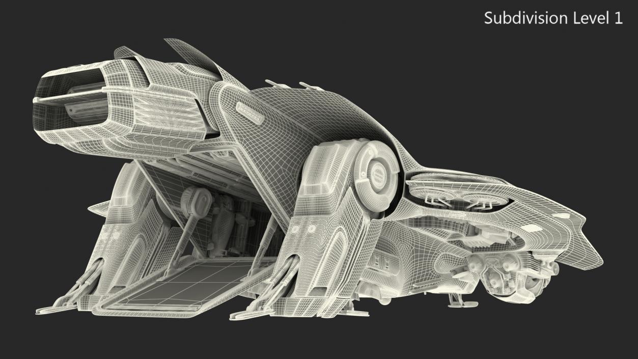 Sci-Fi Dropship Landing Position 3D