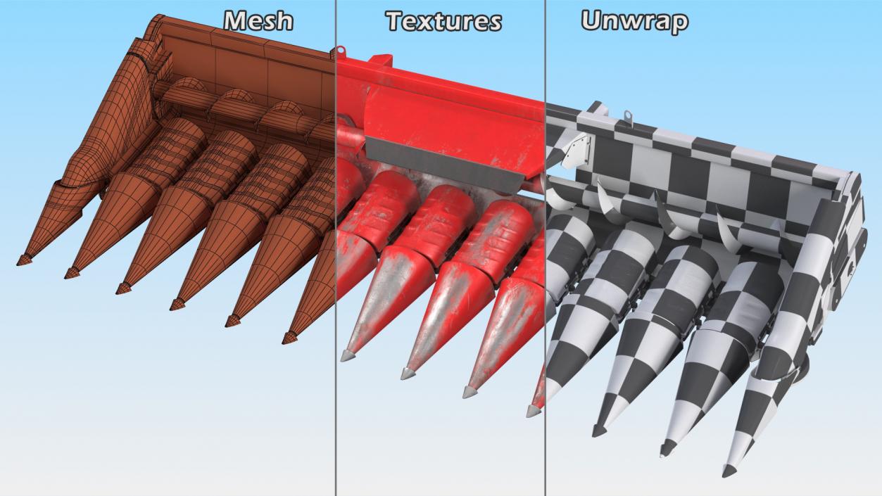 3D Rigid Corn Header 12 Rows Dirty