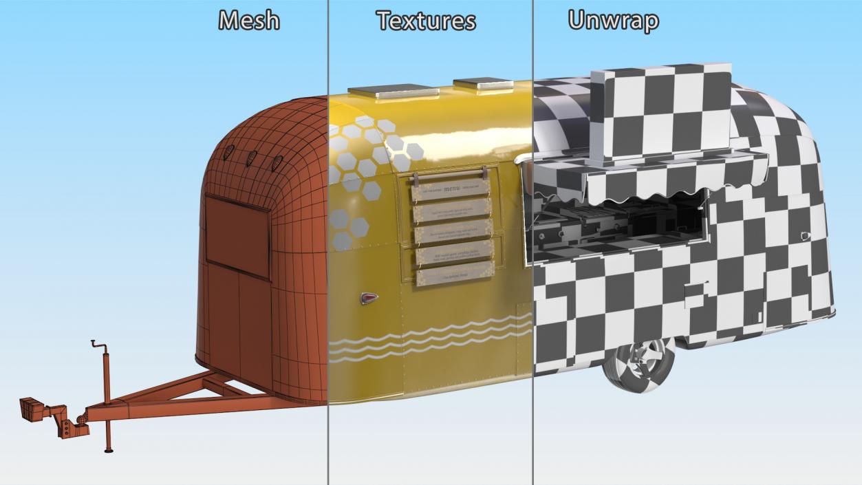 Yellow Fish Food Truck Rigged 3D model