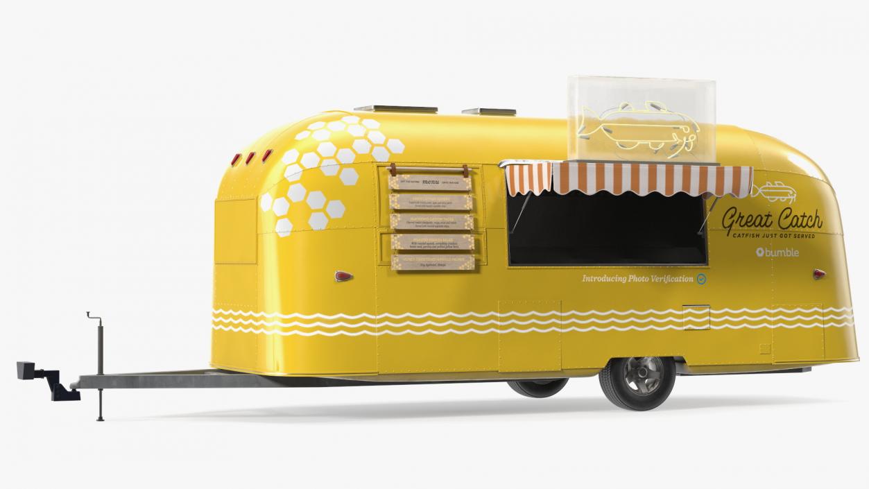 Yellow Fish Food Truck Rigged 3D model