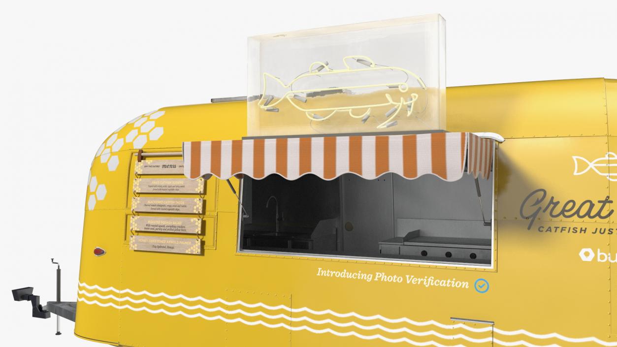 Yellow Fish Food Truck Rigged 3D model