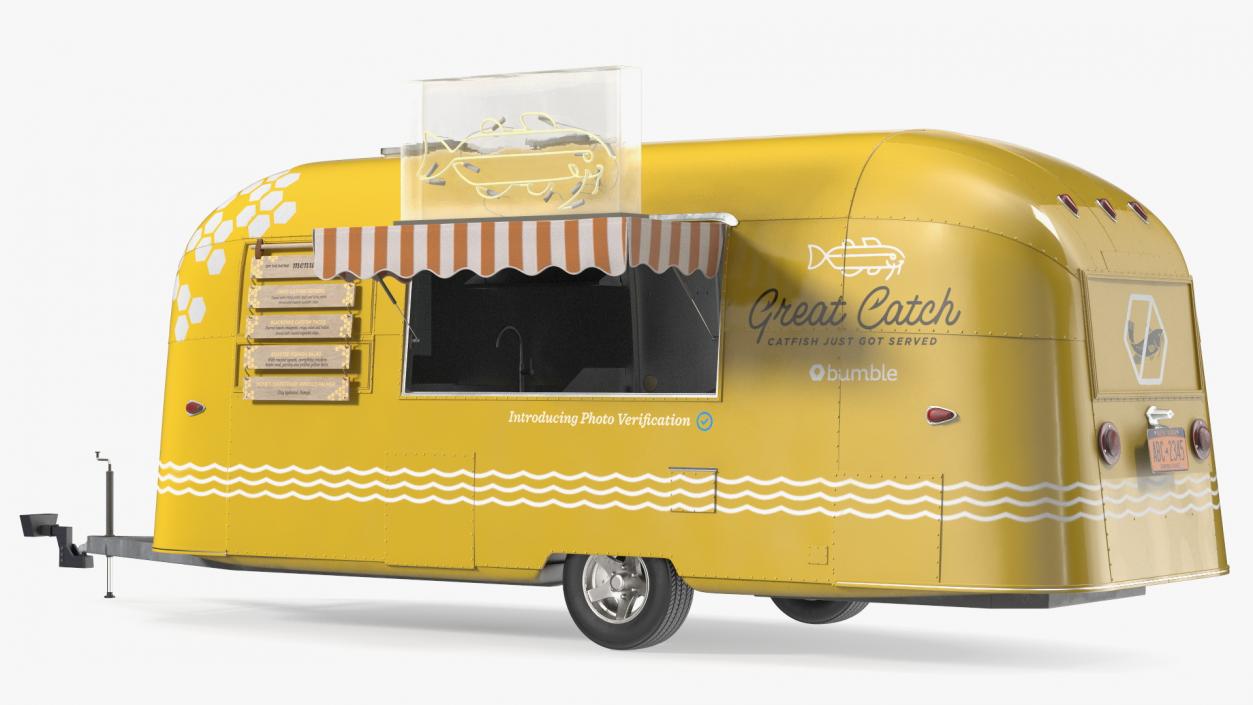 Yellow Fish Food Truck Rigged 3D model