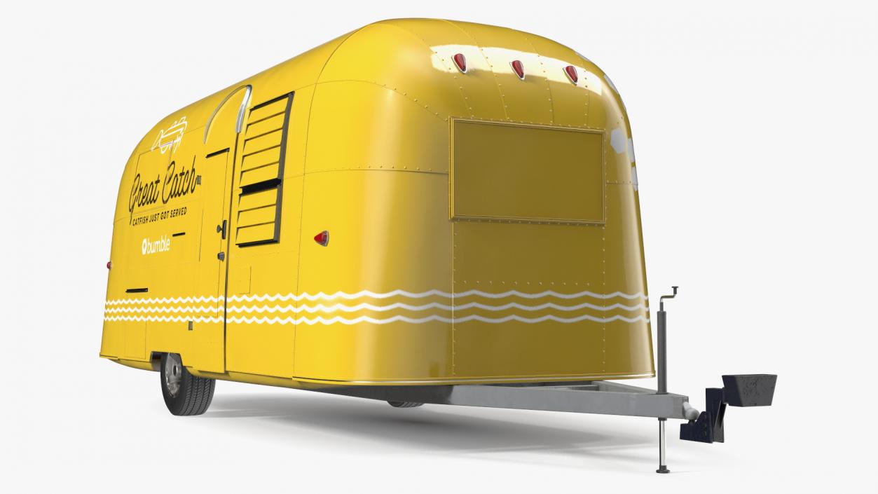 Yellow Fish Food Truck Rigged 3D model