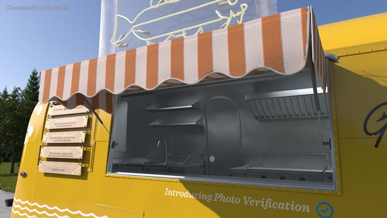 Yellow Fish Food Truck Rigged 3D model