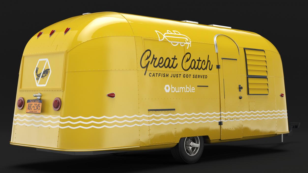 Yellow Fish Food Truck Rigged 3D model