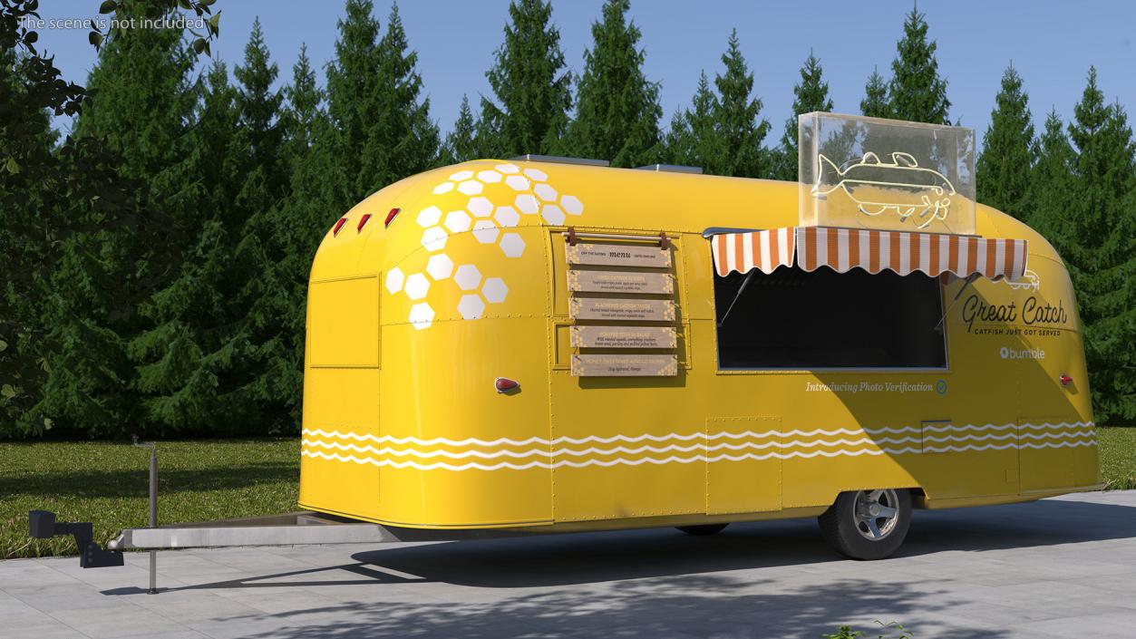 Yellow Fish Food Truck Rigged 3D model