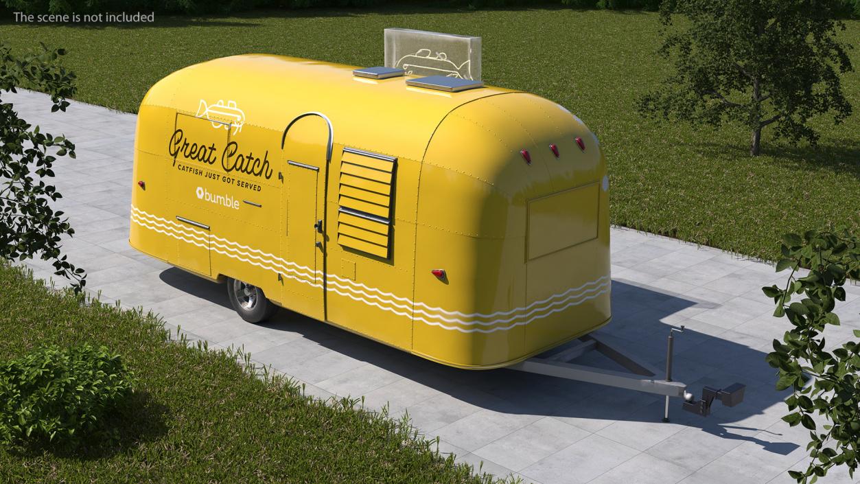 Yellow Fish Food Truck Rigged 3D model