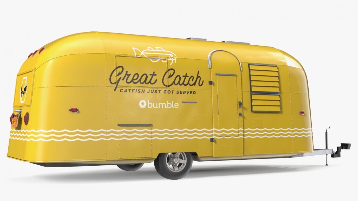 Yellow Fish Food Truck Rigged 3D model