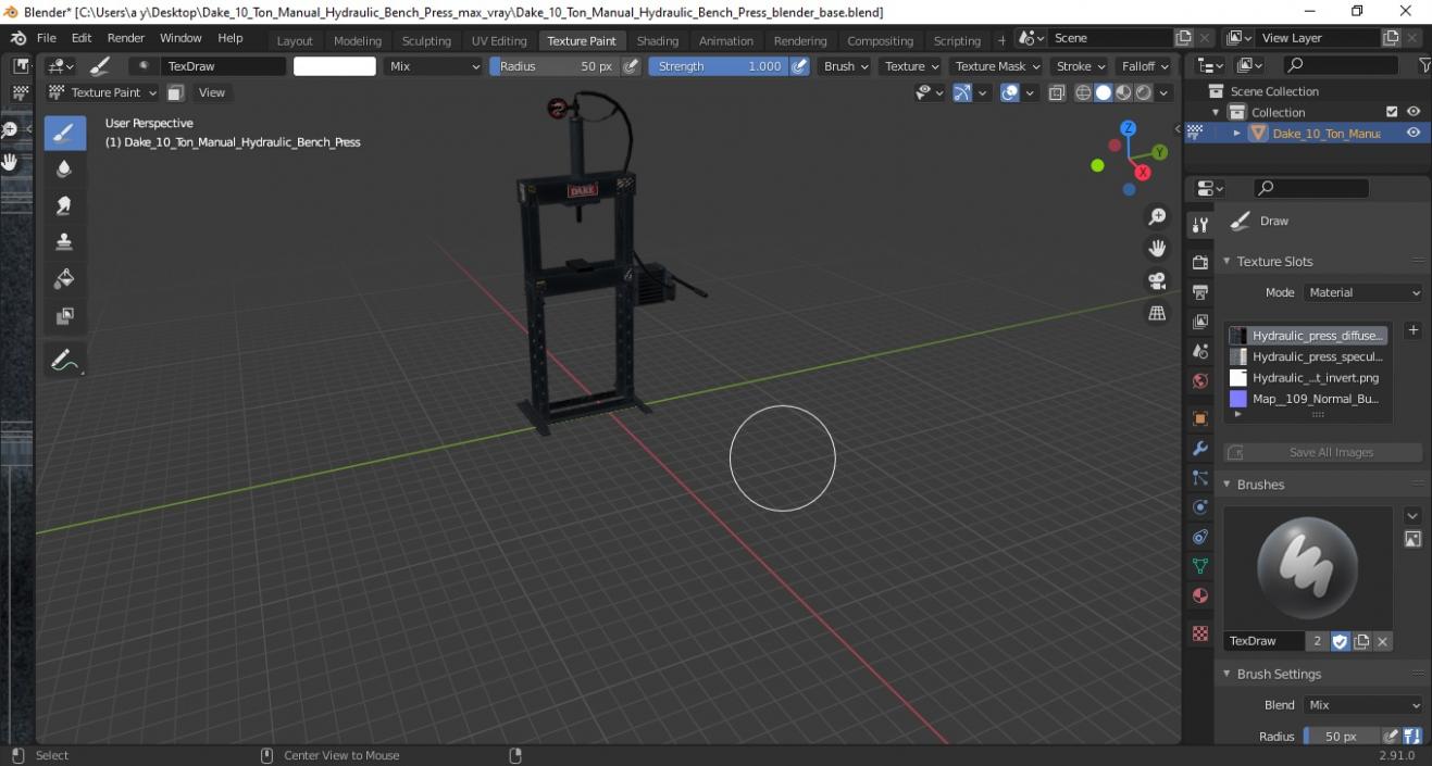 3D model Dake 10 Ton Manual Hydraulic Bench Press