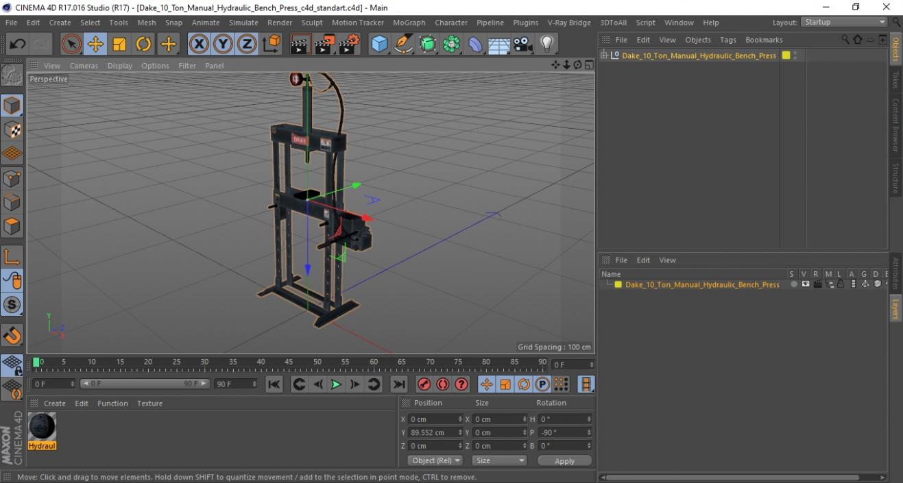 3D model Dake 10 Ton Manual Hydraulic Bench Press