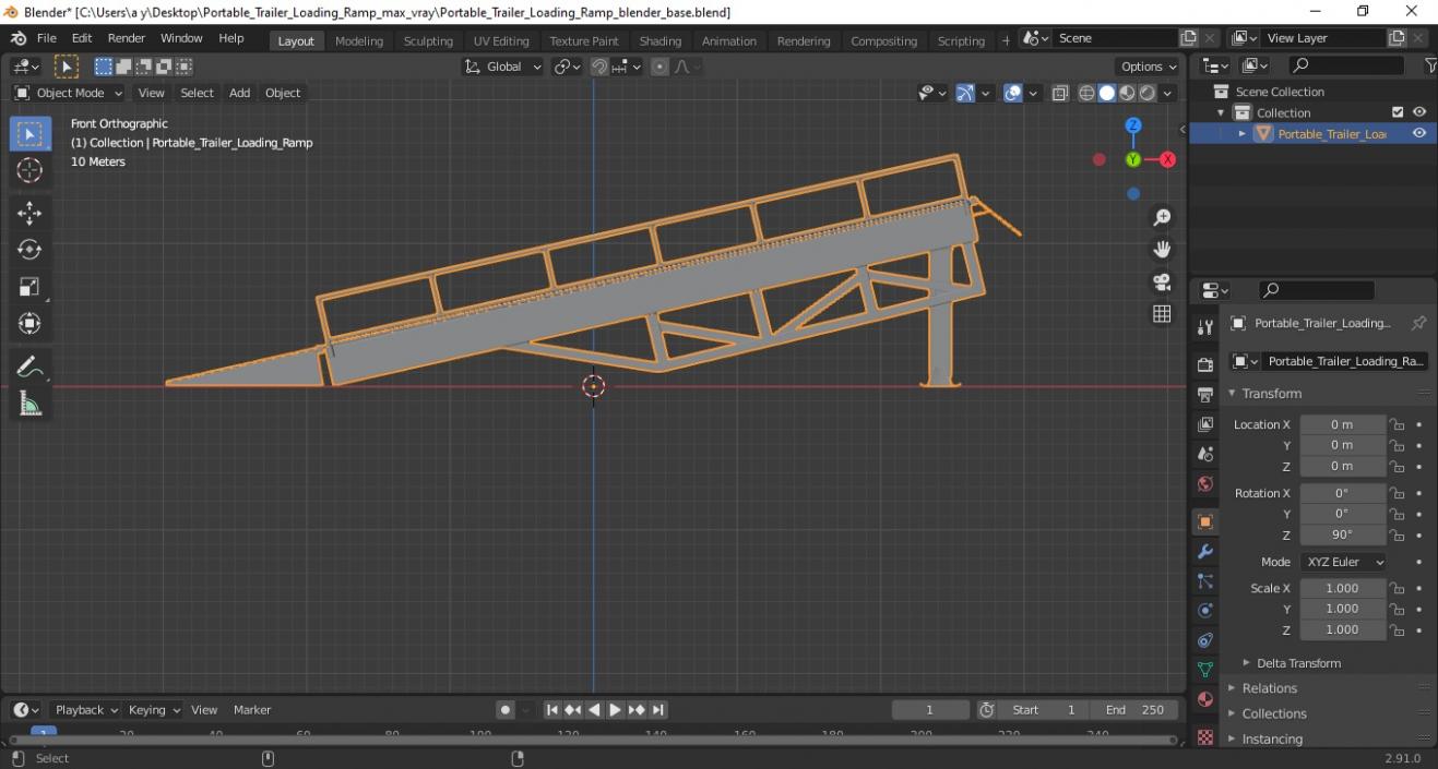 Portable Trailer Loading Ramp 3D model