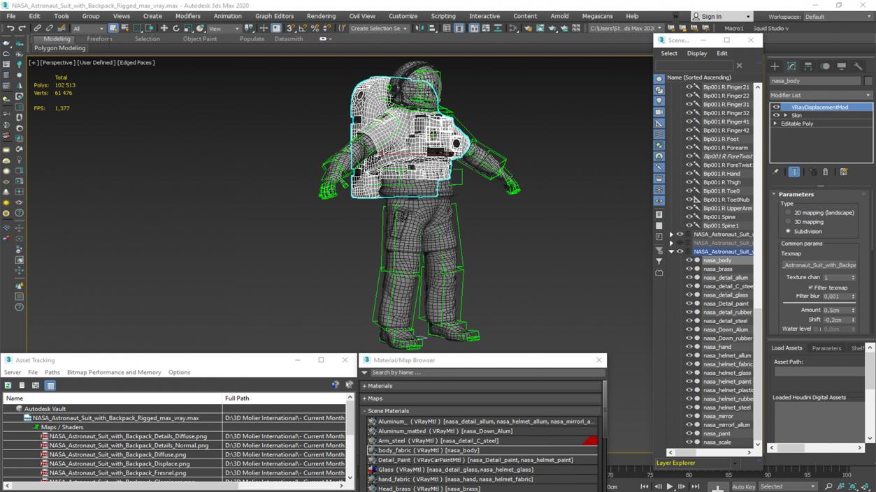 NASA Astronaut Suit with Backpack Rigged for Maya 3D model