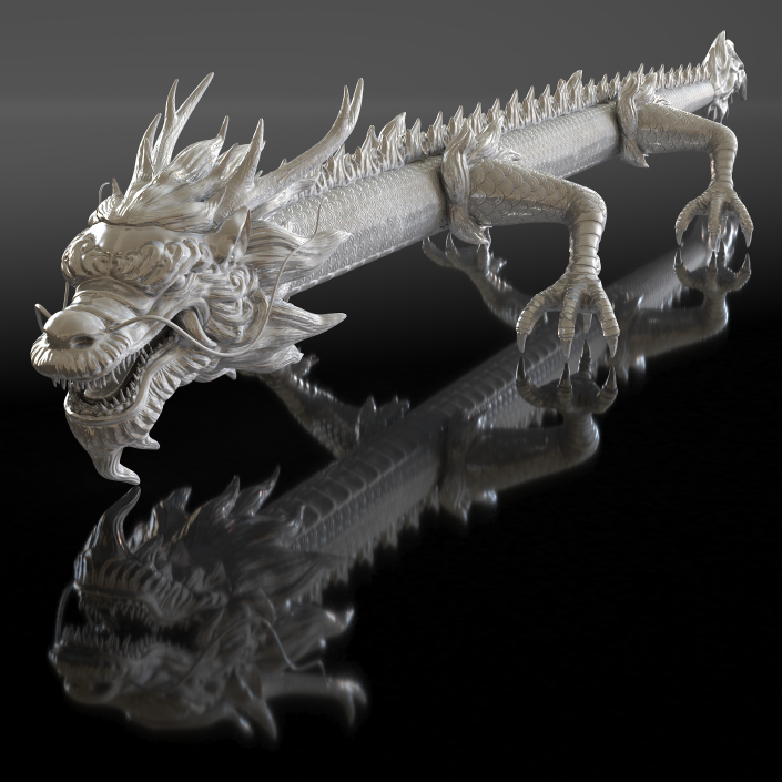 3D Silver Dragon model