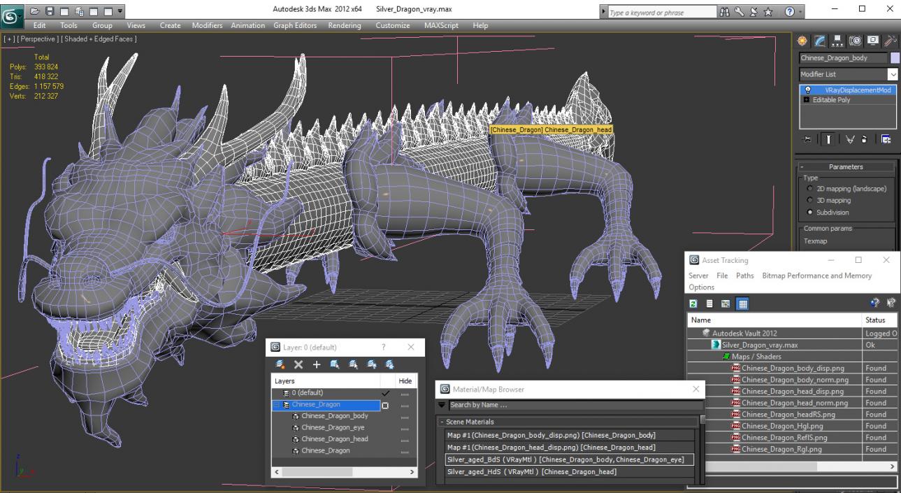 3D Silver Dragon model