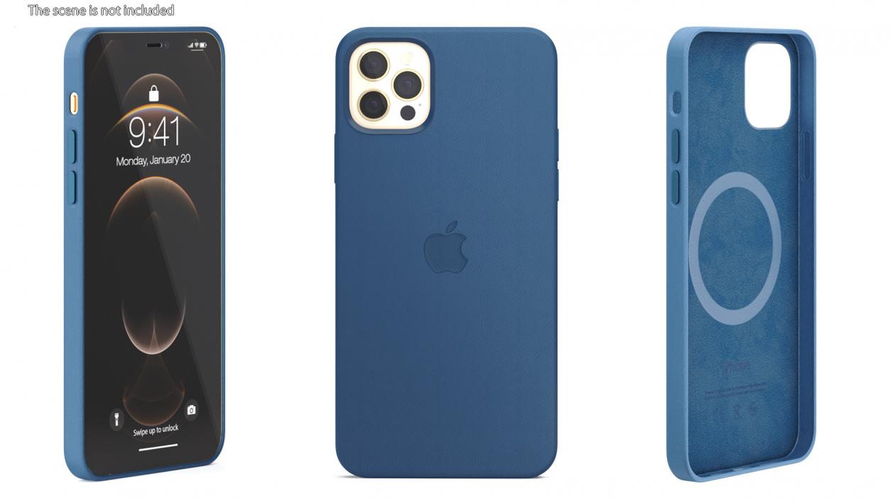 iPhone 12 Pro Max Leather Case Baltic Blue 3D