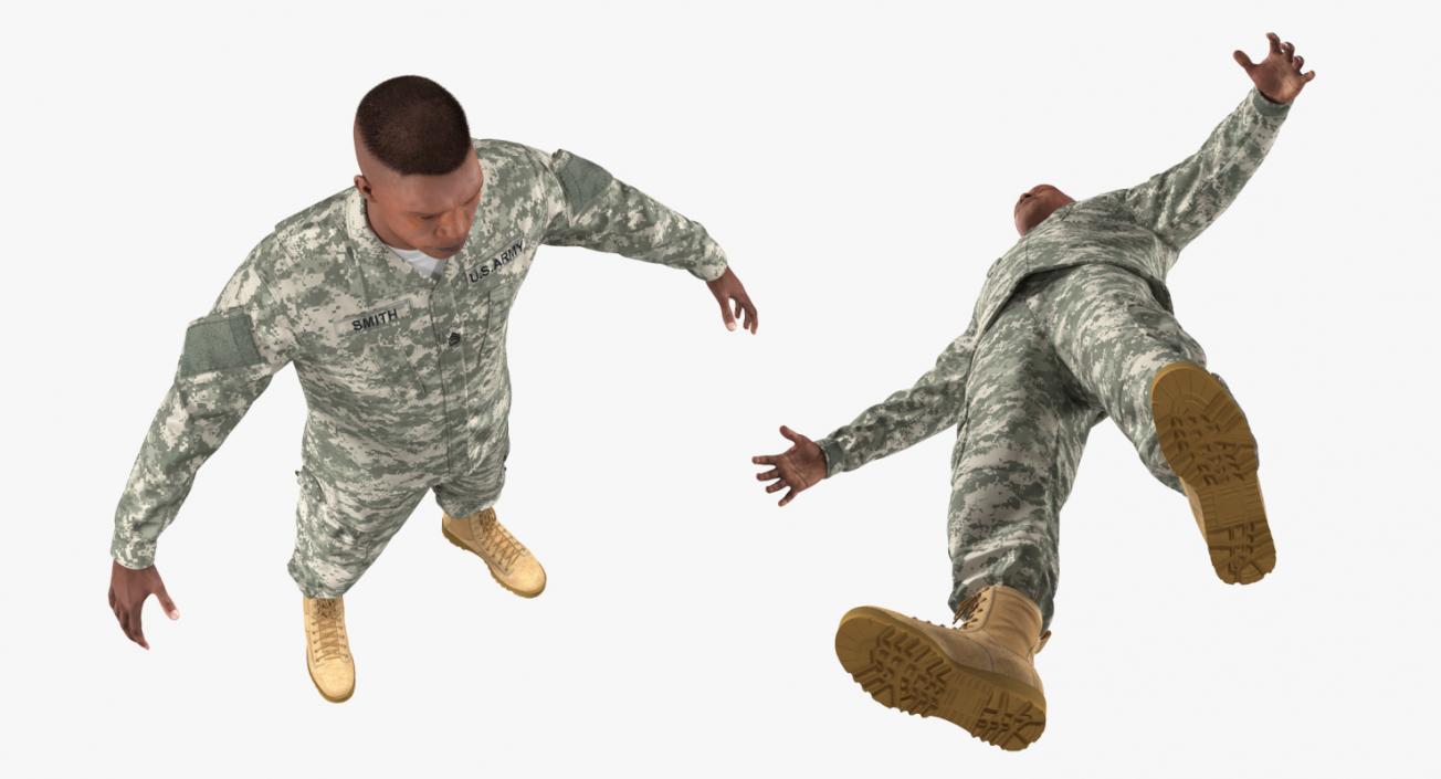 3D US Army Soldier ACU Uniform T-Pose Fur model