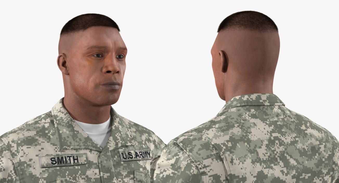 3D US Army Soldier ACU Uniform T-Pose Fur model