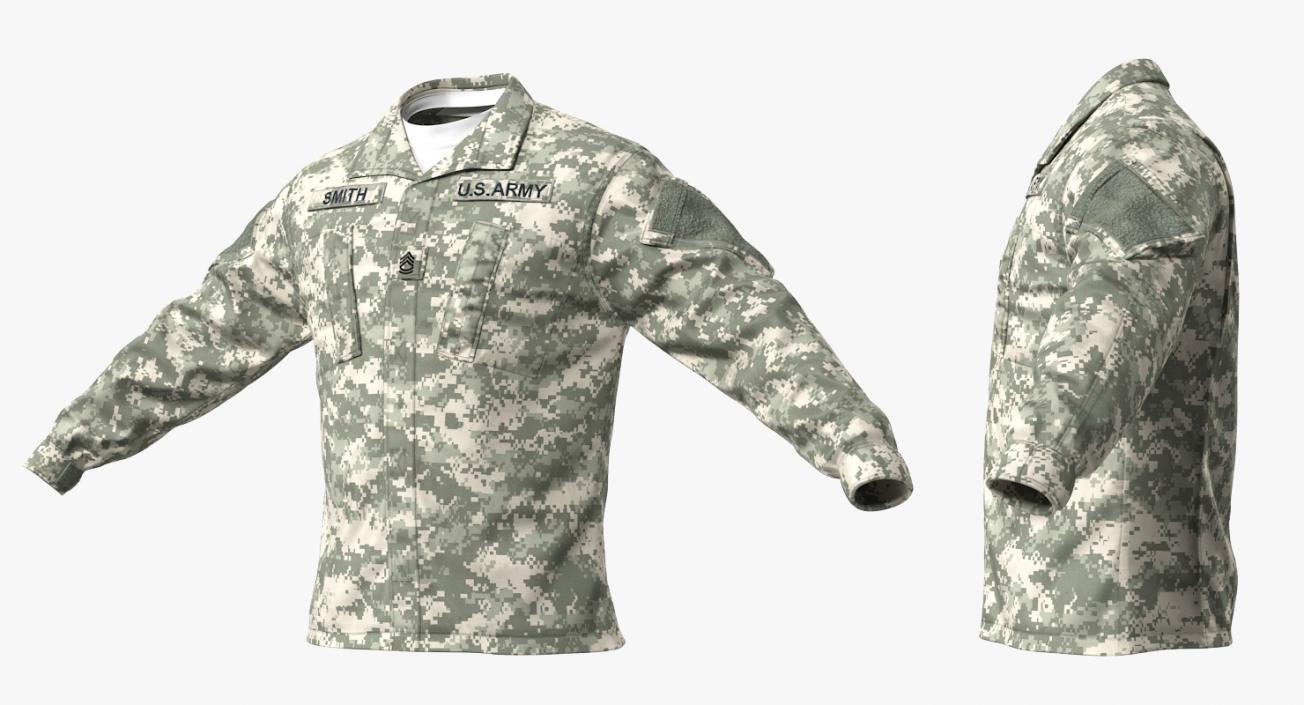 3D US Army Soldier ACU Uniform T-Pose Fur model