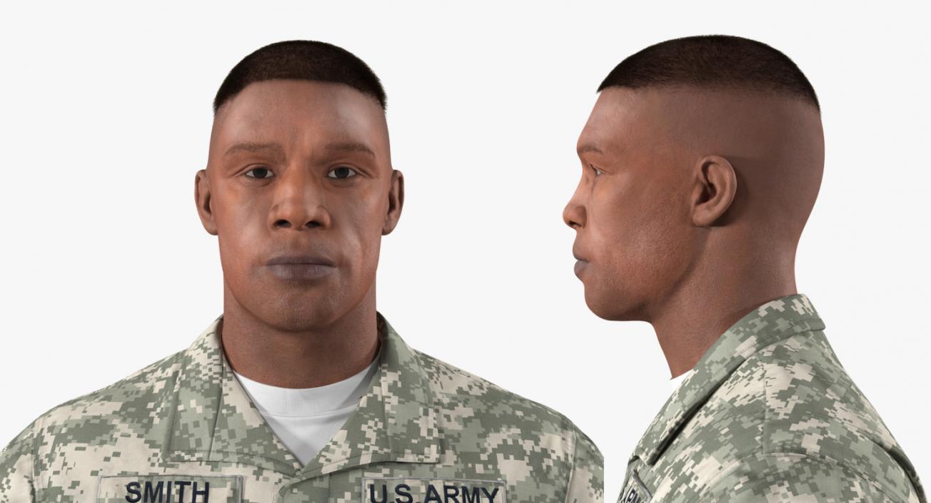 3D US Army Soldier ACU Uniform T-Pose Fur model