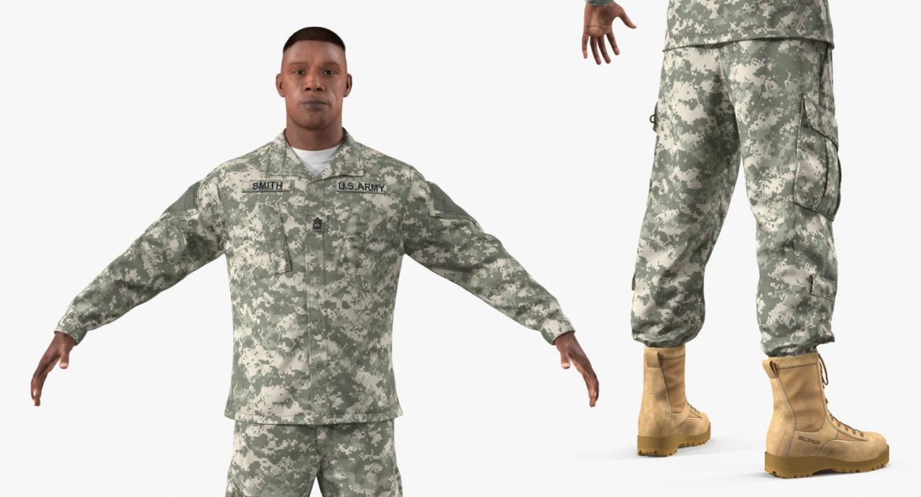 3D US Army Soldier ACU Uniform T-Pose Fur model