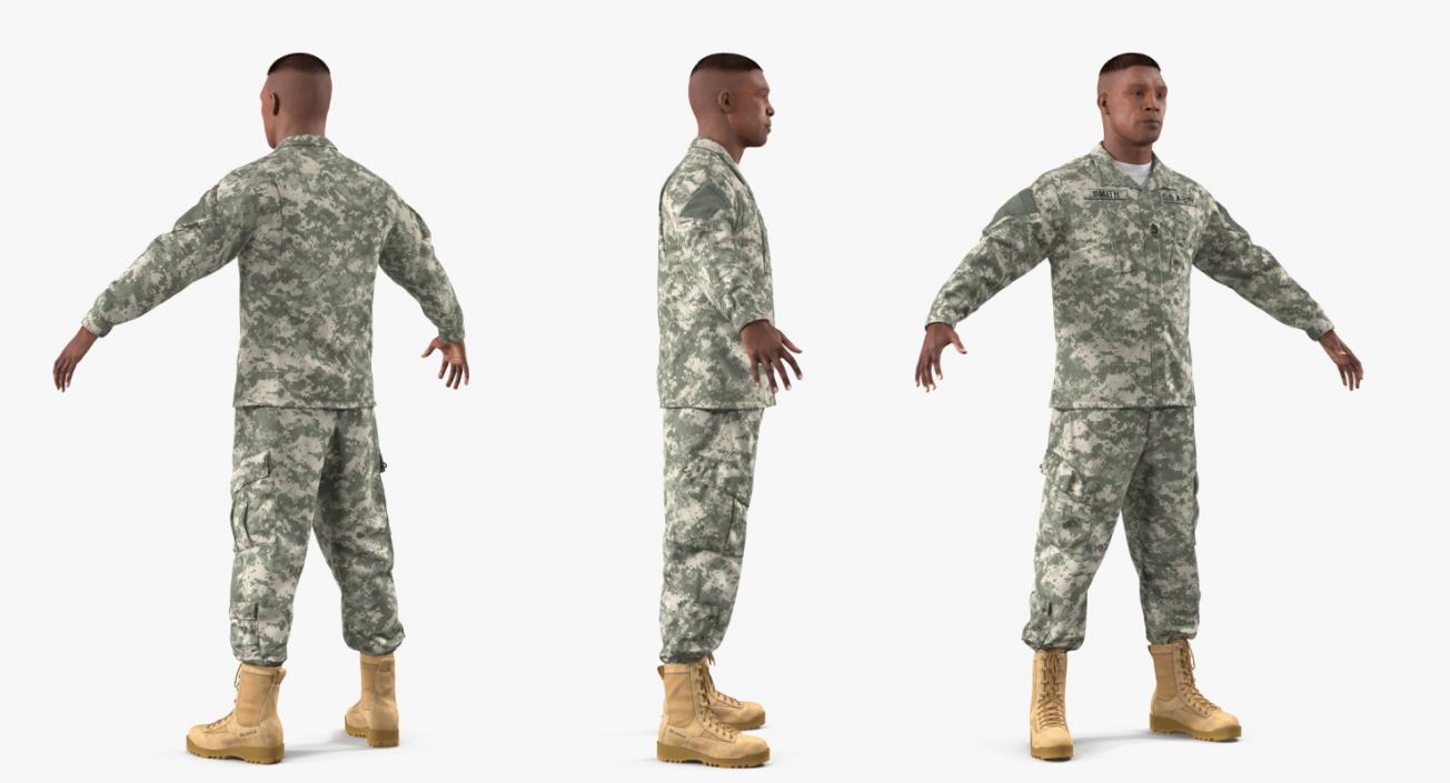 3D US Army Soldier ACU Uniform T-Pose Fur model