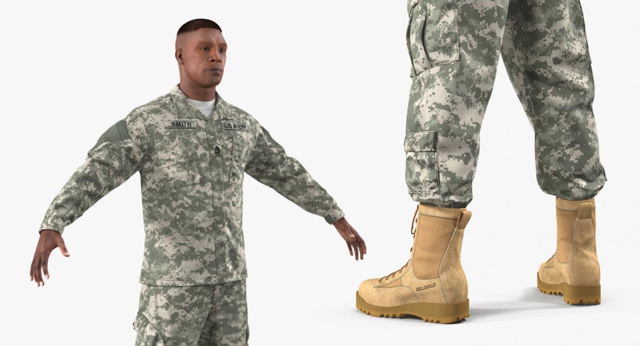 3D US Army Soldier ACU Uniform T-Pose Fur model