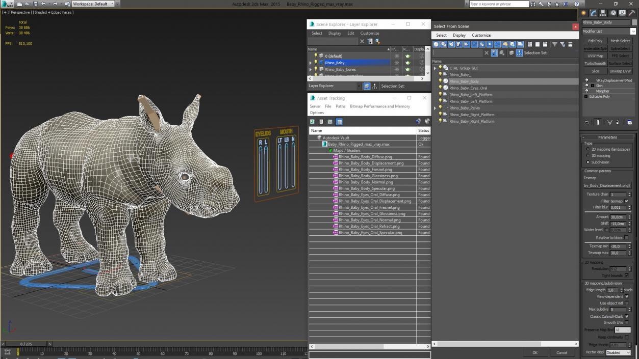 Baby Rhino Rigged 3D