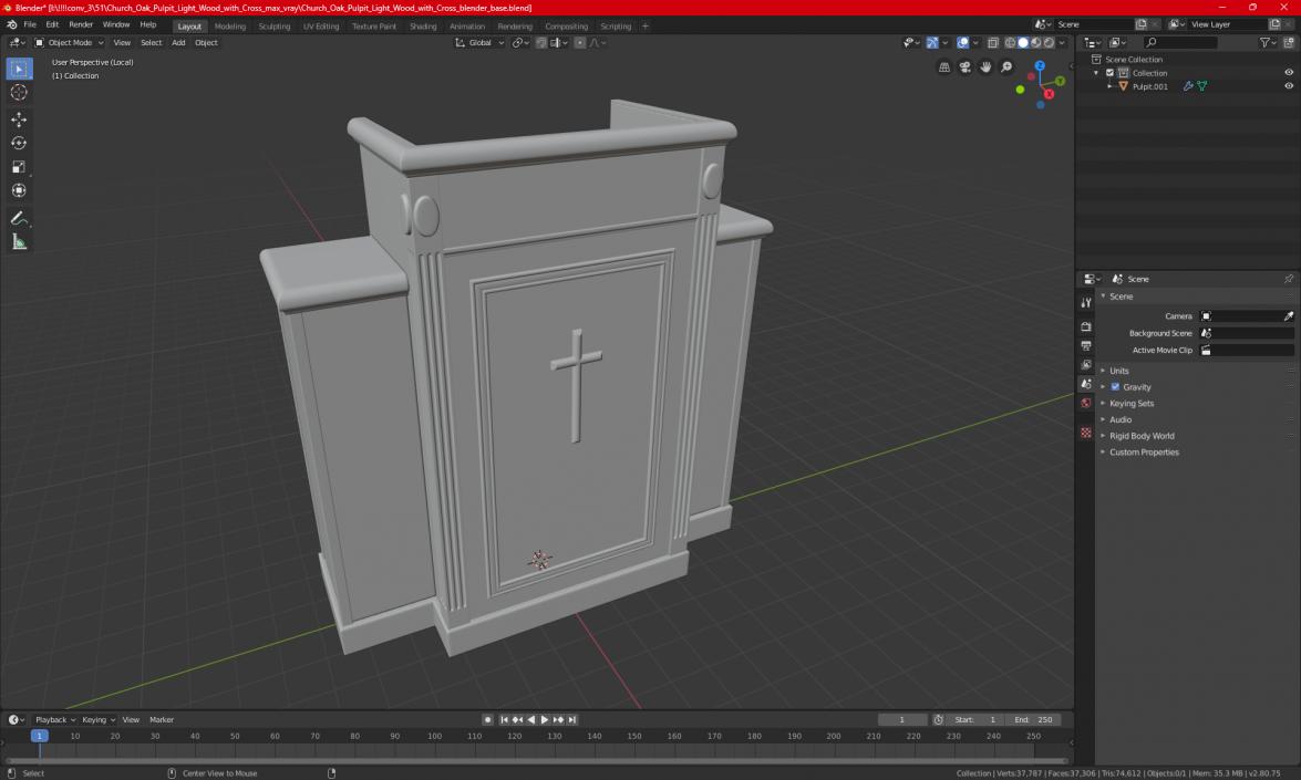 3D Pulpit Dark Oak with Cross