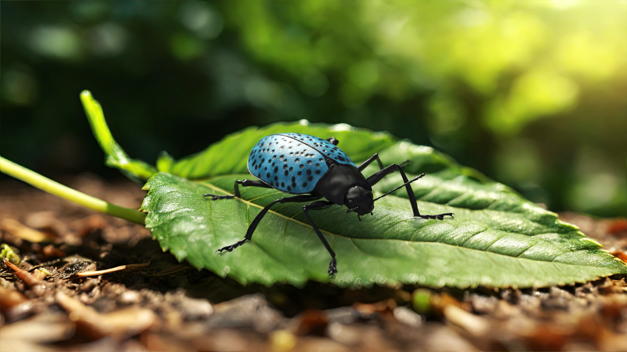 3D Blue Pleasing Fungus Beetle Rigged Fur model