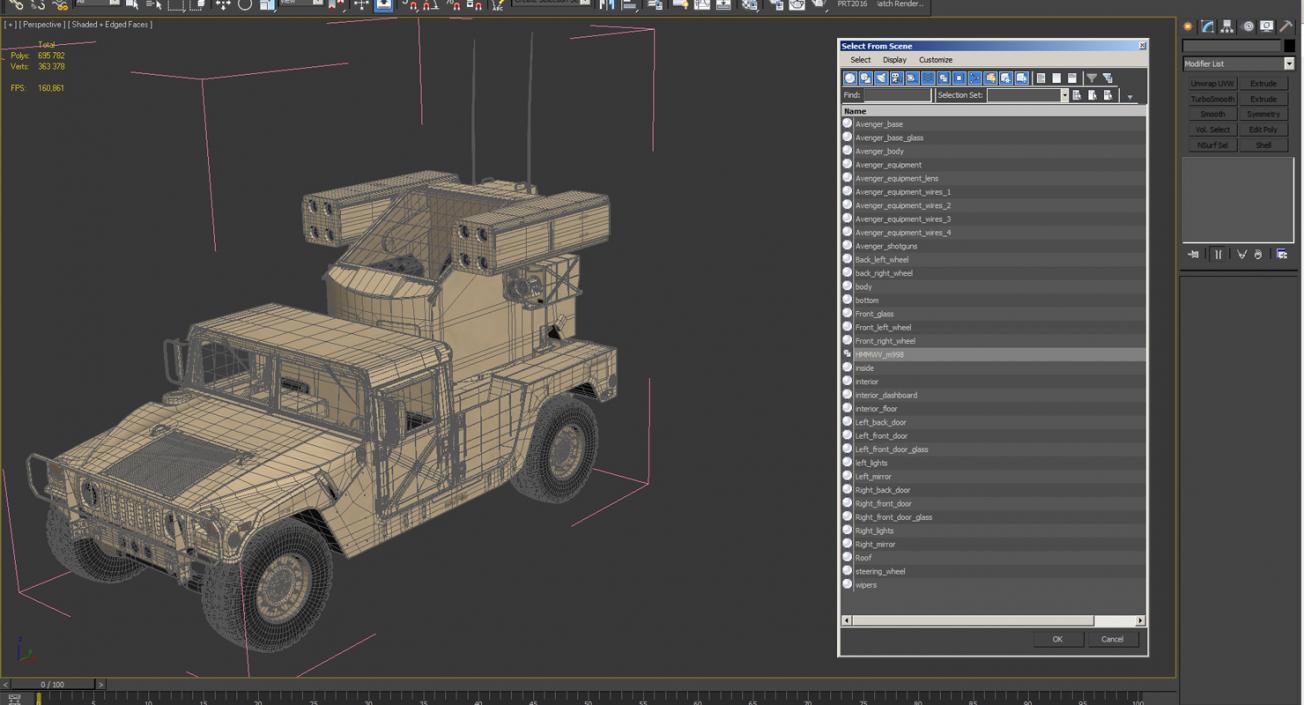 HMMWV M998 Equipped with Avenger Desert 3D model