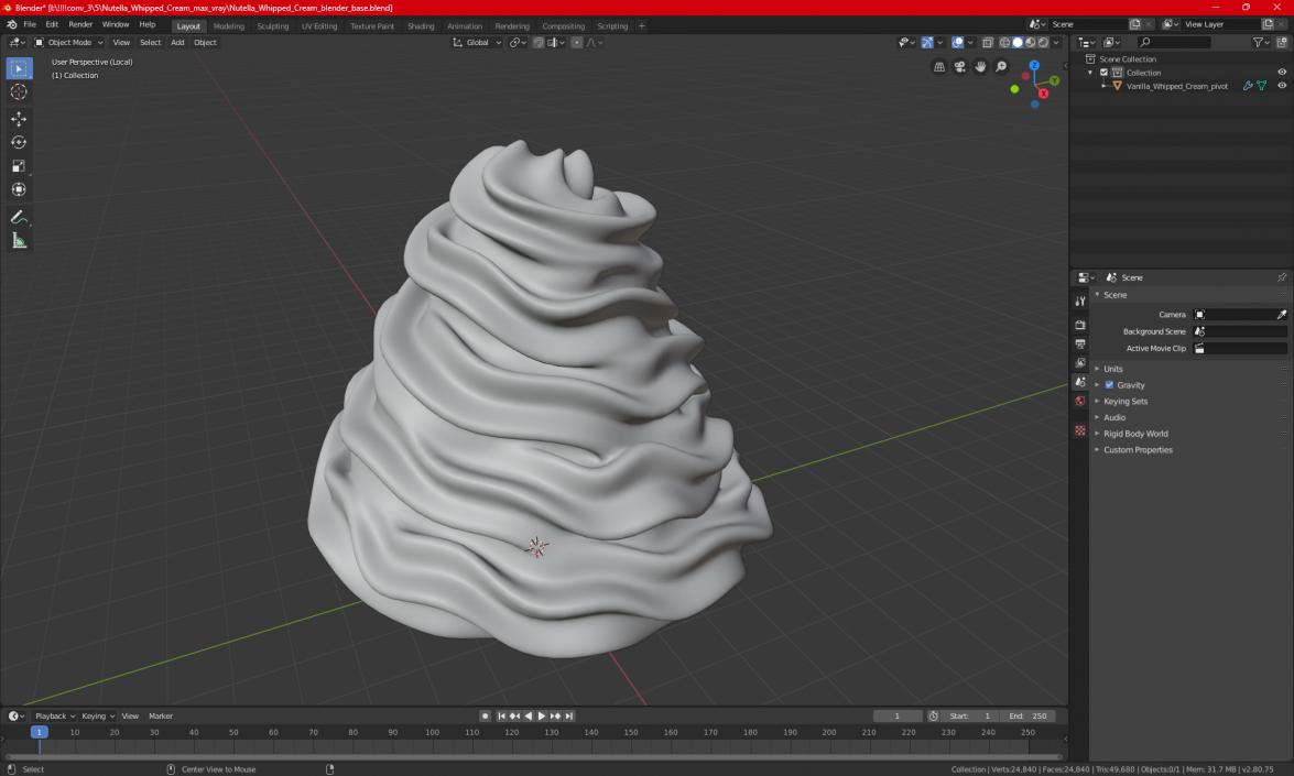 Nutella Whipped Cream for 3D Print 3D model