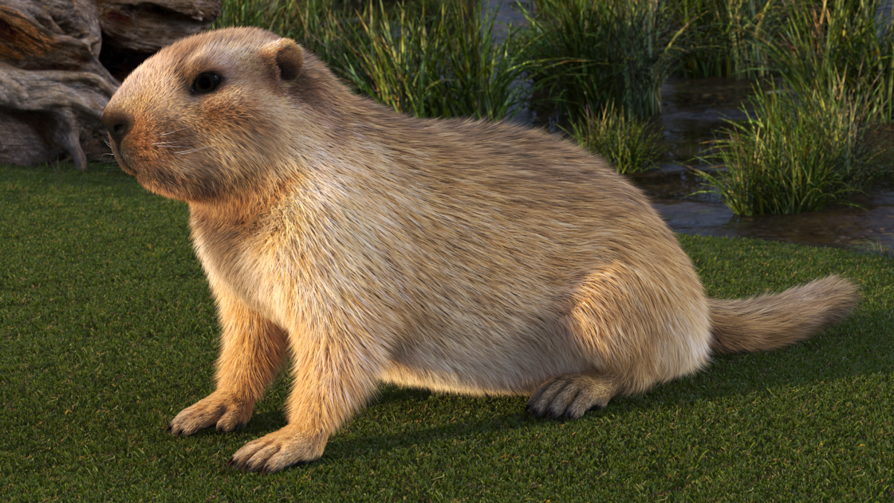 Sitting Ground Squirrel Fur 3D