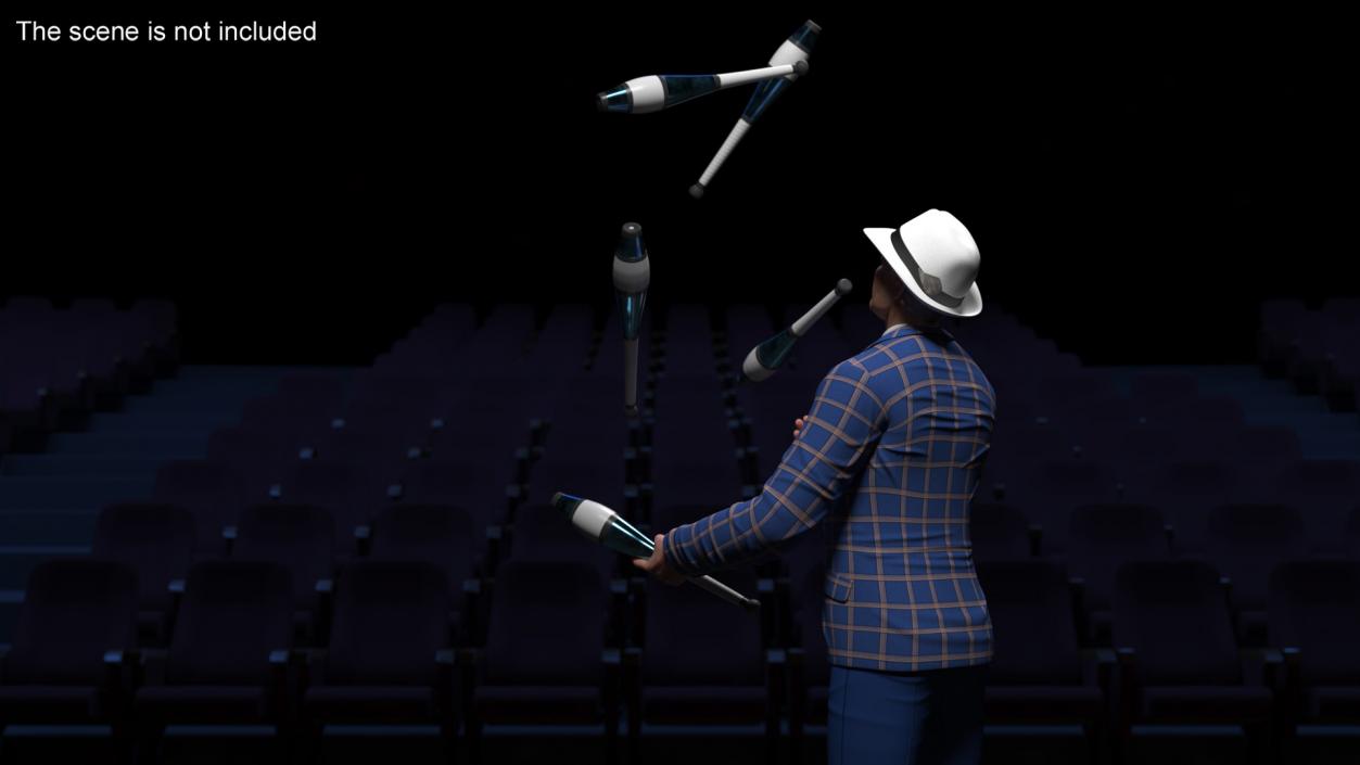 3D Man Juggling Delphin Loop Clubs