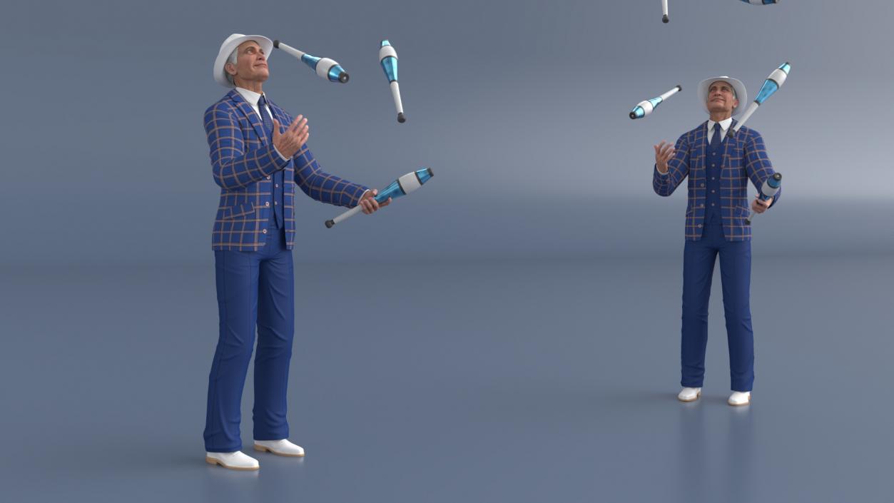 3D Man Juggling Delphin Loop Clubs