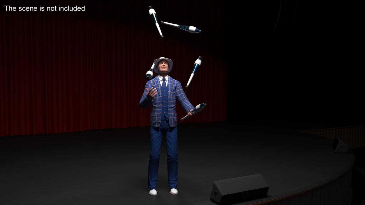 3D Man Juggling Delphin Loop Clubs