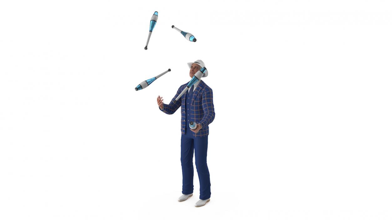 3D Man Juggling Delphin Loop Clubs