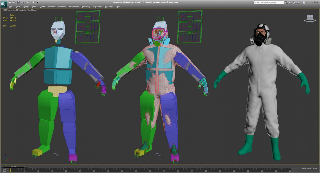 Ecological Worker Rigged 3D model