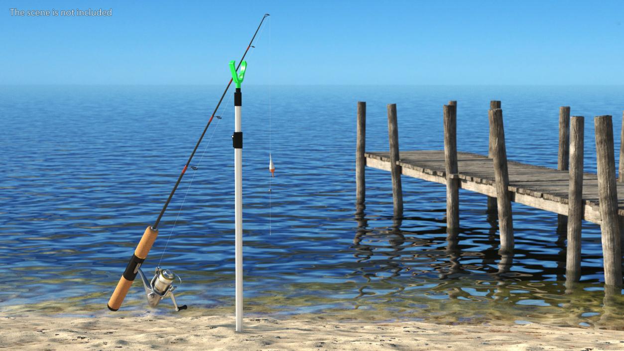 3D Fishing Pole on Rod Holder