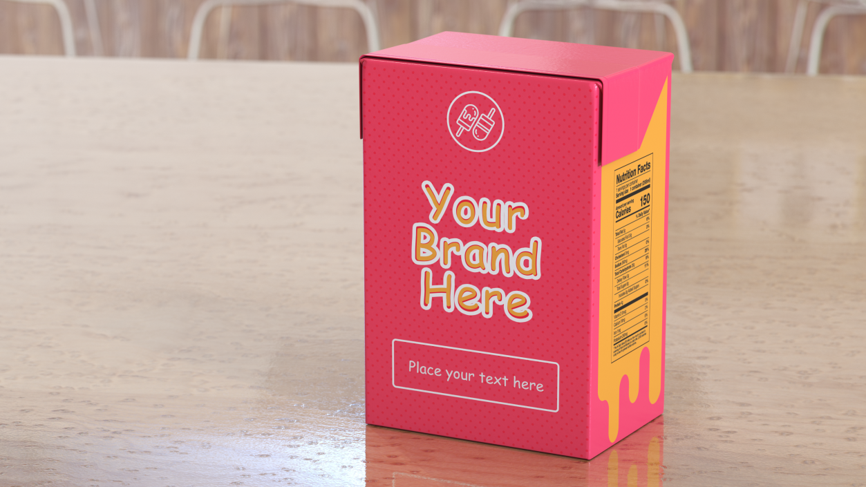 3D Rectangular Aseptic Carton Package Mockup Pink