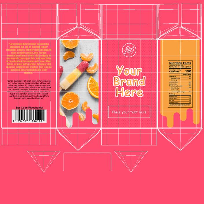 3D Rectangular Aseptic Carton Package Mockup Pink