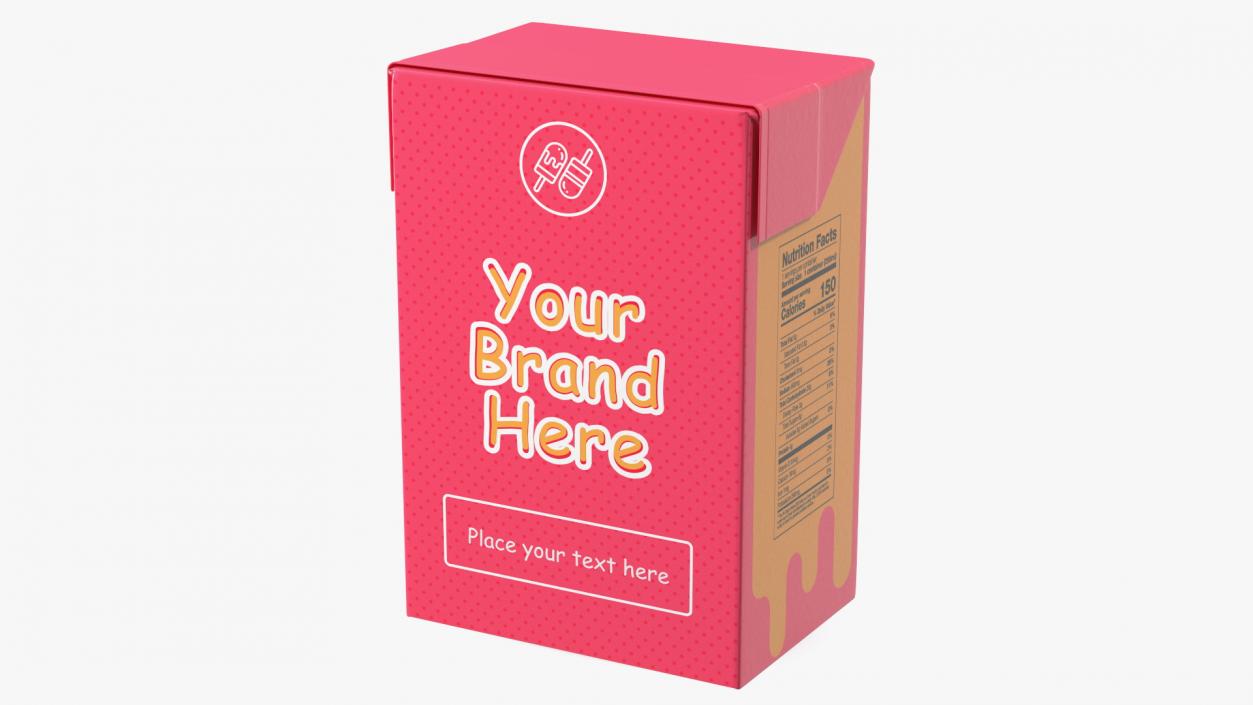 3D Rectangular Aseptic Carton Package Mockup Pink