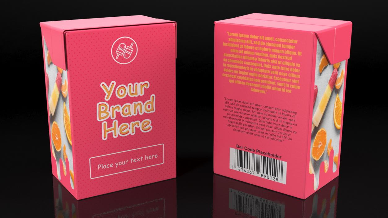 3D Rectangular Aseptic Carton Package Mockup Pink