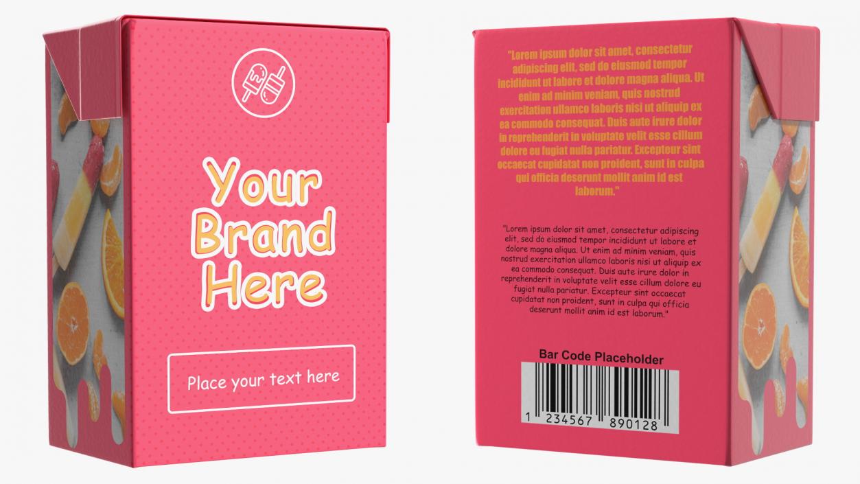 3D Rectangular Aseptic Carton Package Mockup Pink