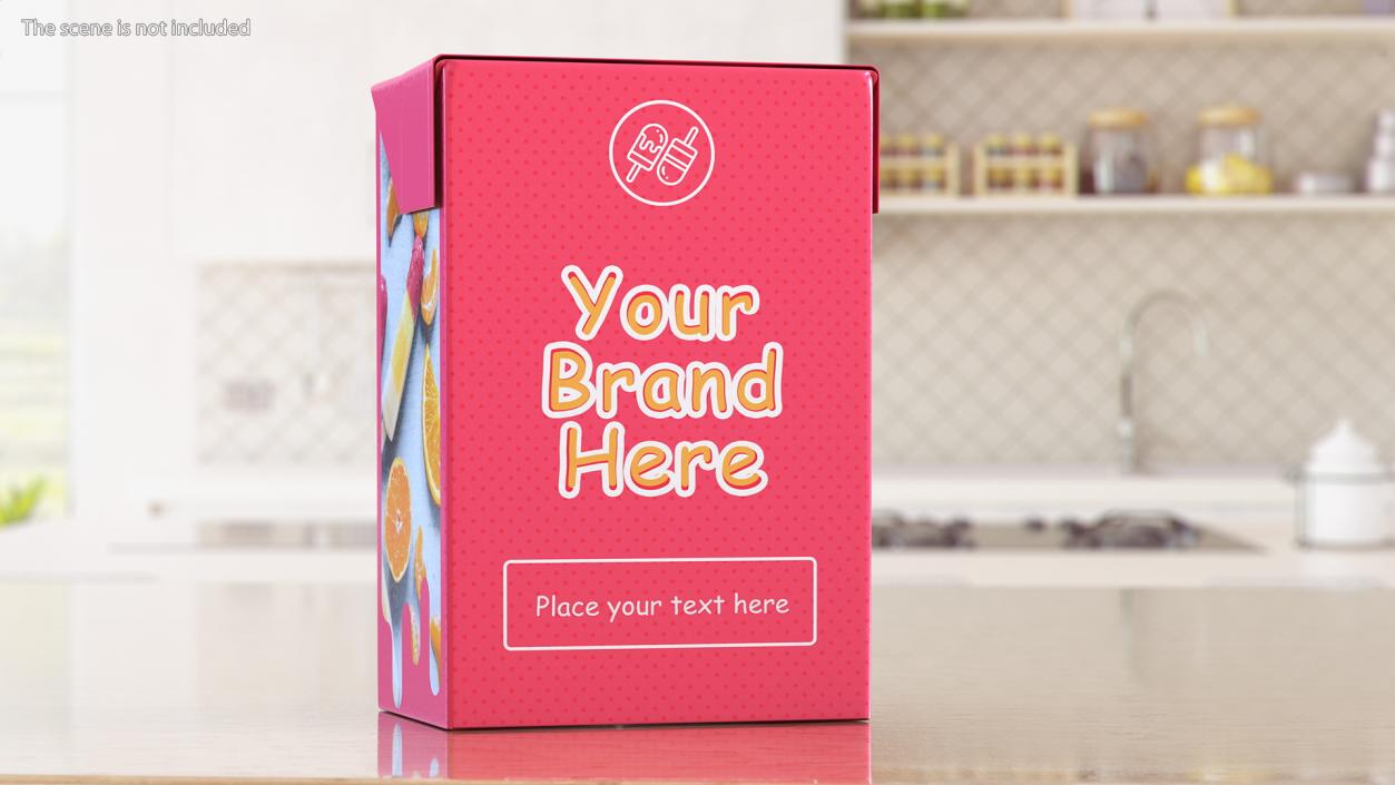 3D Rectangular Aseptic Carton Package Mockup Pink