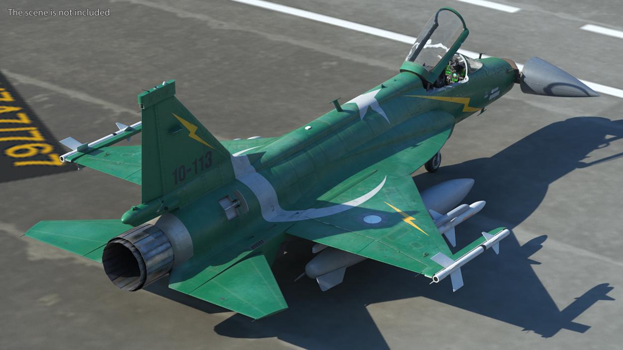 PAC JF-17 Thunder Green Livery with Armament 3D model