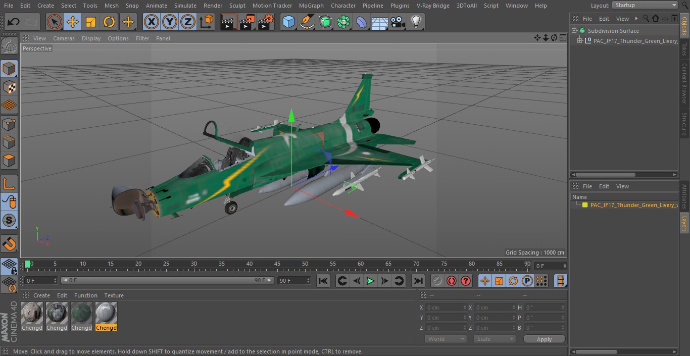 PAC JF-17 Thunder Green Livery with Armament 3D model