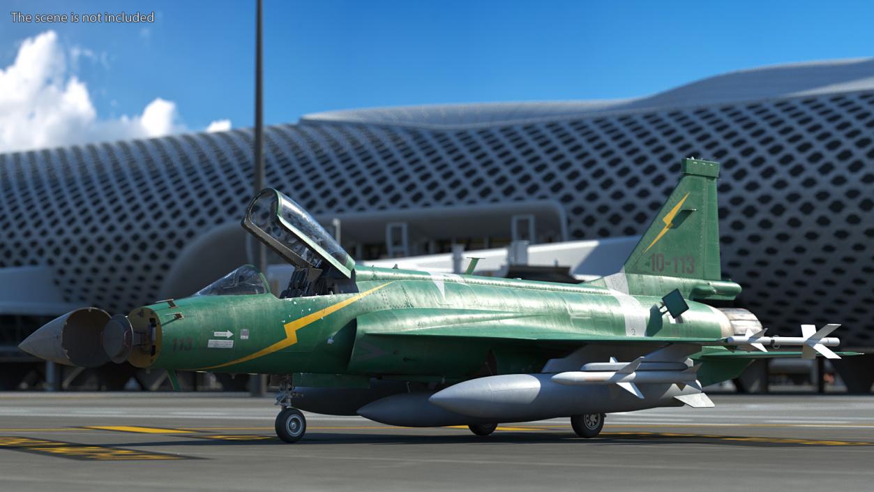 PAC JF-17 Thunder Green Livery with Armament 3D model